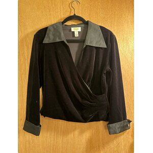 Talbots Black Velvet Collared Blouse - Size 12